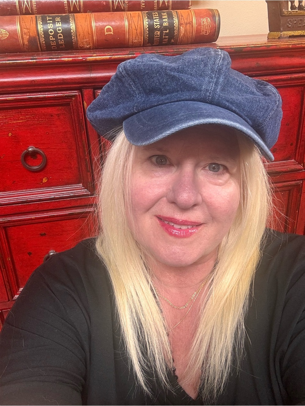 Blue Denim Newsboy Cap - Classic Women's Accessory - Picture 6 of 6